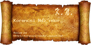 Korencsi Nándor névjegykártya