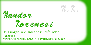 nandor korencsi business card